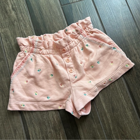 Something Navy Hazel Floral Print Paperbag Sweat Shorts in Pink Sz M - Picture 2 of 6